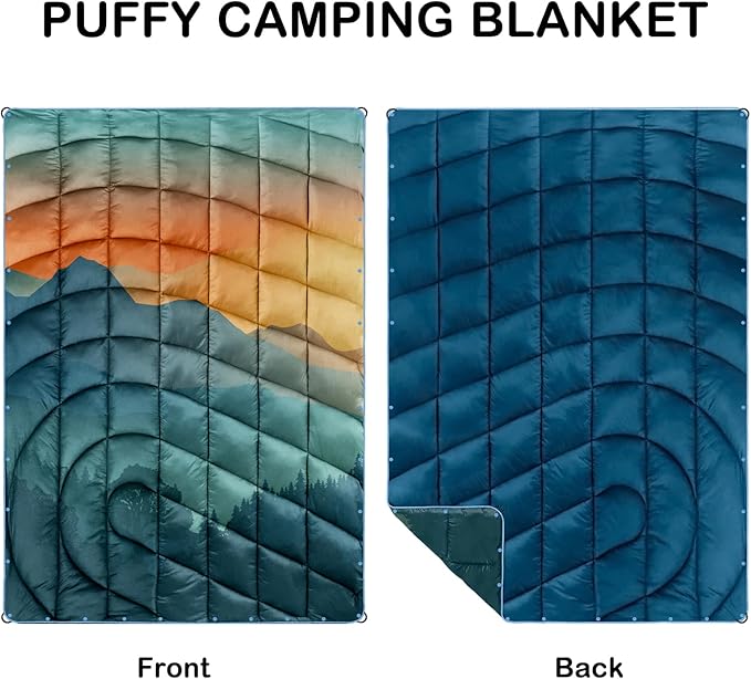 Camping Blanket,Lightweight Puffy Printed Camping Blanket Packable Outdoor Blanket for Camping,Traveling, Stadium, Hiking, Picnics