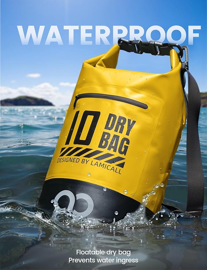 Lamicall Dry Bag Waterproof Backpack - [Durable & Floating] 5L/10L/20L/30L/40L Large Water Proof Bag with Waterproof Phone Case for Kayaking, River Rafting, Lake, Float Trip, Tubing Essentials