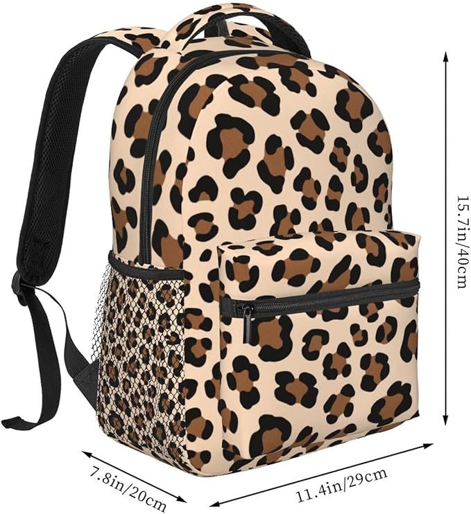 Backpack Multipurpose Anti-Theft Large Capacity Bookbag, Animal Leopard Skin Pattern Travel Hiking Daypack With Side Pockets