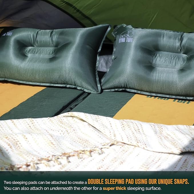 Camping Sleeping Pads and Camping Pillow Set - Ultralight Sleeping Pad for Camping, Backpacking Pad and Hiking Sleeping Pad- Ultralight and Packable Floor Sleeping Mat and Pillow Set