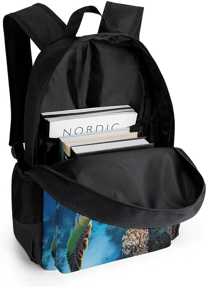 Lightweight Rucksack for Sports Travel Running, Big Capacity Multipurpose Anti-Theft Bookbag, Ocean Giant Sea Turtles Travel and Sport Backpack Rucksack