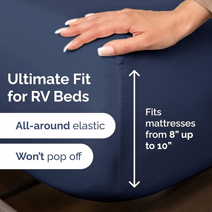Short Queen Size 4 Piece Sheet Set - RV Short Queen, Soft, Breathable & Cooling Bed Sheets Set w/ Deep Pockets - Hotel Luxury Bedding for Women, Men, Kids, Teens, Boys & Girls - Oeko-Tex - Navy Blue