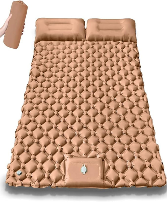 Lounge Mat - Your Portable Chill Zone Thick Memory Foam Sleeping Pad for Outdoor Camping Self Inflating Air Mattress with Pump Folding Backpacking Bed Mat Hiking Essentials Gear(Double-Pink)