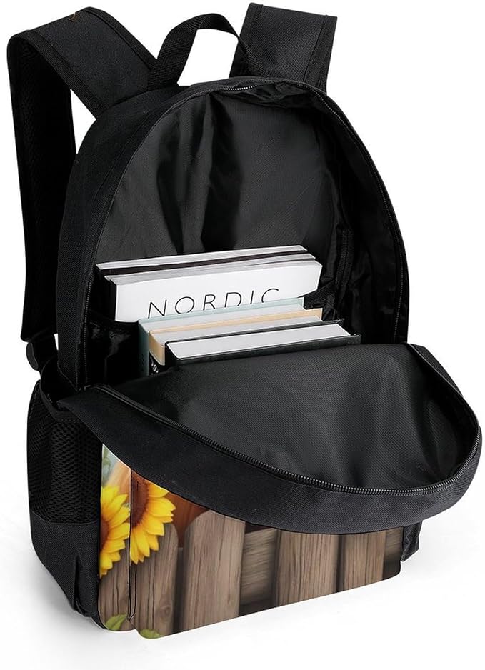 Supdreamc Men Women Polyester Sunflower Butterflies Highland Cow Pig Daypack Bookbag Big Capacity Shoulder Bag With Padded Straps for Climbing Travel Walking Cycling