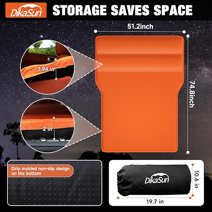 SUV Air Mattress, Self-Inflating Memory Foam Car Bed Mattress for SUV, Travel Camping Car Sleeping Pad with Storage Bag