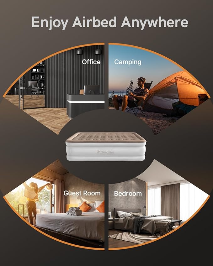 Air Mattress Queen with Built in Pump, Portable Inflatable Blow up Mattress Queen Size, Upgraded Air Bed for Home, Guest, Camping, Colchones Inflables, 650 lbs