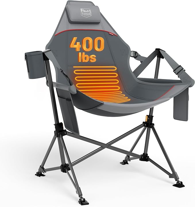 TIMBER RIDGE Hammock Camping Chair, Oversized Swinging Chair with Adjustable Back and Seat Height, Portable Folding Rocking Camping Chair for Outdoor Lawn, Backyard and Patio, Supports 400lbs