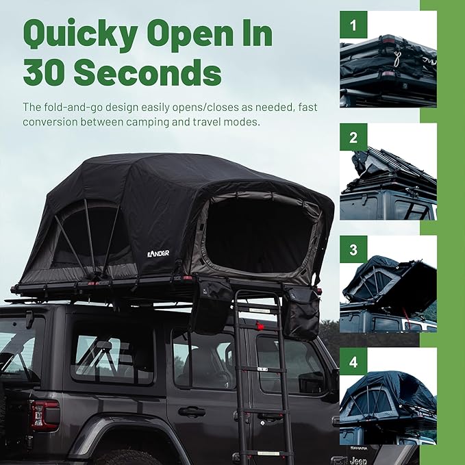 Rooftop Tent Hardshell for Camping - Suitable for Car Jeep SUV Truck, Professional Comfort Roof Top Tent with Ladde, Easy Fold-and-go, Waterproof & UV-Resistant, 4 Ft Wide