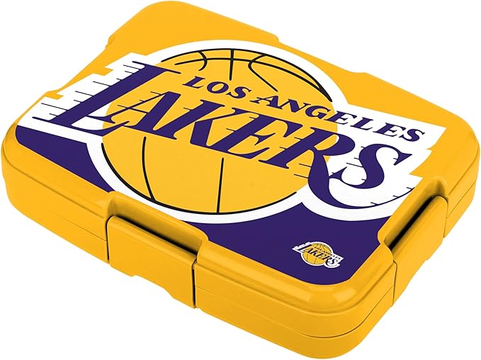 FOCO NBA Unisex-Adult Officially Licensed 2-Tone Big Logo Team Color Basketball Leak Proof 5 Compartment Bento Lunch Box - Los Angeles Lakers