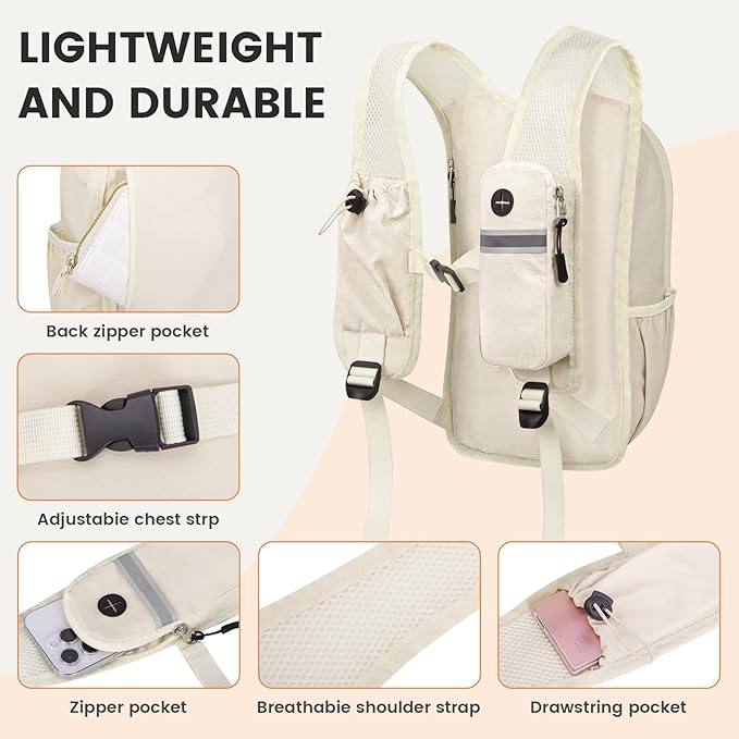 Small Hiking Backpack 10L-Lightweight Packable Foldable Backpack for Travel Camping Outdoor Commute,Compact Rucksack for Women Men(Beige)