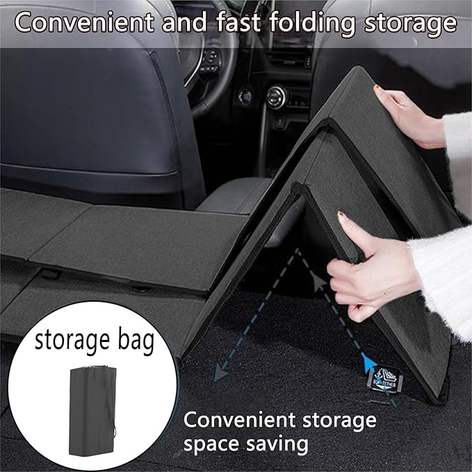 Non-Inflatable Car Mattress Back Seat Bed Extender Portable Folding Camping Travel for Sleeping (Black)