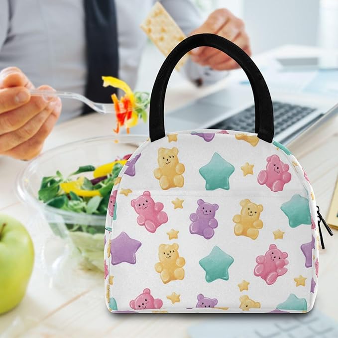 Kcldeci Kids Lunch Bag Insulated Lunch Box for Boys Girls Gummy Bear Star1 Reusable Toddler Leak-proof Lunchbox for School and Daycare
