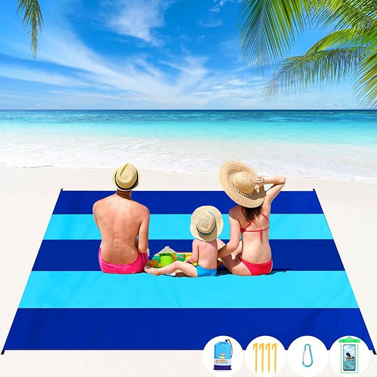 BYDOLL Beach Blanket Waterproof Sandproof Large 78''×81''/10'×9' Sand Free Oversized Sandless Picnic Mat Water Proof Packable Lightweight Blanket for Beach Camping Hiking Travel