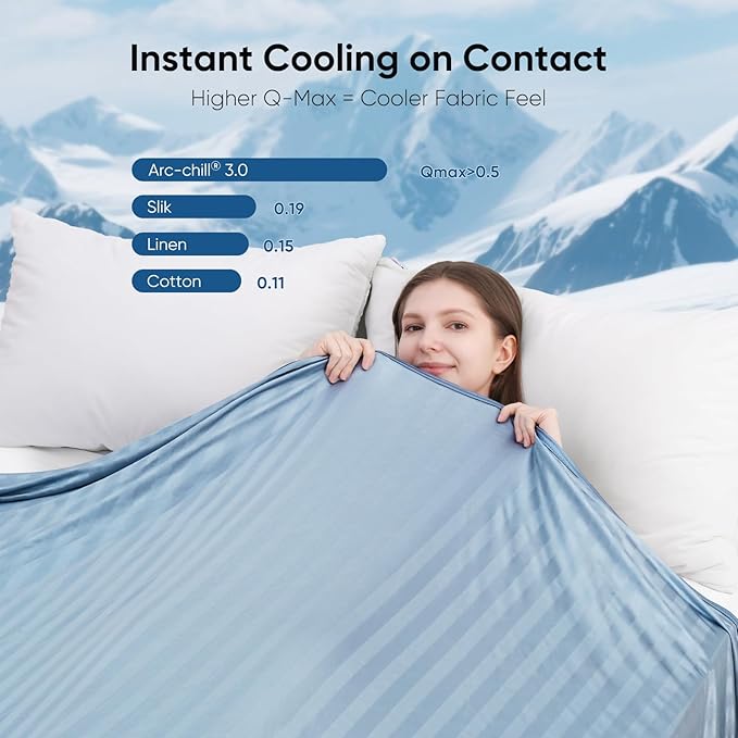 Elegear Revolutionary Cooling Throw Blanket, Absorbs Heat to Keep Body Cool for Night Sweats, Double Sided Arc-Chill3.0 Cooling Fiber Q-Max>0.5, Lightweight Summer Cold Blankets for Sleeping 51“ x 67”