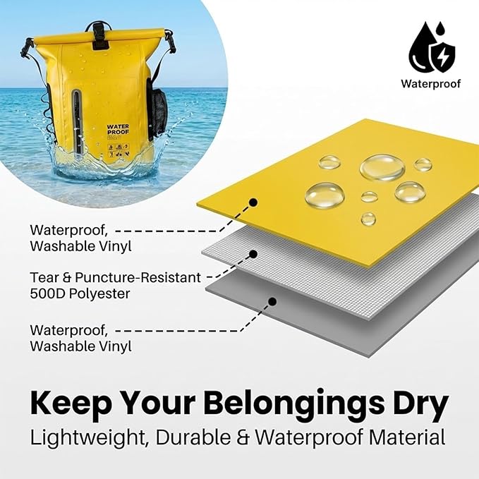 Dry Bag Waterproof 25L-Floating&Lightweight Bags for Women Waterproof Backpack for Kayaking, Boating, Fishing,Paddle boarding, Camping, Hiking,Roll-Top Seal&Adjustable Shoulder Straps