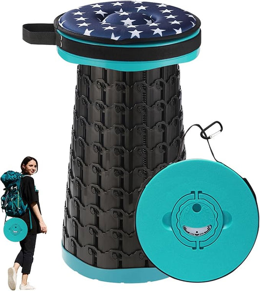 18-inch Heavy Duty Collapsible Stool with Cushion- 800 lbs Capacity, 2.6 lbs Lightweight Portable Folding Stool for Camping, Travel, Music Festivals and Other Outdoor Events