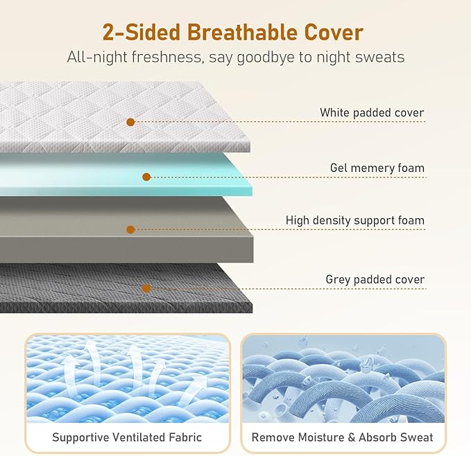 Extra Firm Mattress Topper Twin-XL: 4 Inch Dual Firmness Firm & Extra Firm Mattress Pad, High Density Support for Back Pain, Washable Anti-Slip Cooling Cover, CertiPUR-US Oeko-TEX Certified, 80x38