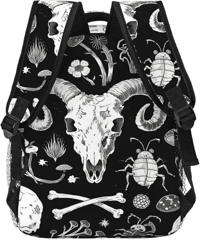 Men Women Polyester Goth Spirit Board Witch Rabbit Black Art Daypack Big Capacity Shoulder Bag With Adjustable Shoulder Straps for Camping Travel Walking Cycling