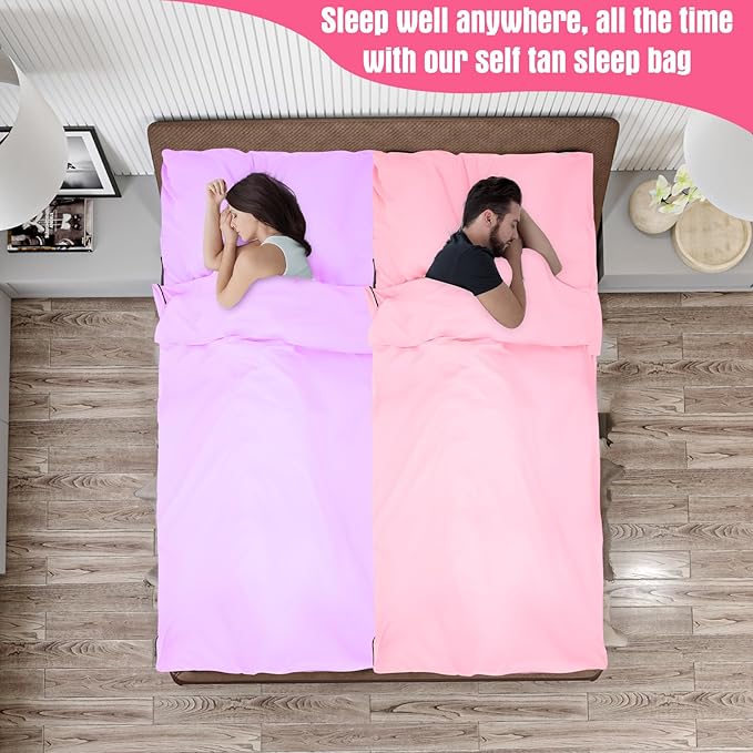 2 Pack Sleeping Bag Liner Portable Polyester Microfiber Adult Sleep Sack with Pocket Bag Travel Self Tan Sheets for Hotel Summer Camping Hiking Business Outdoor Indoor