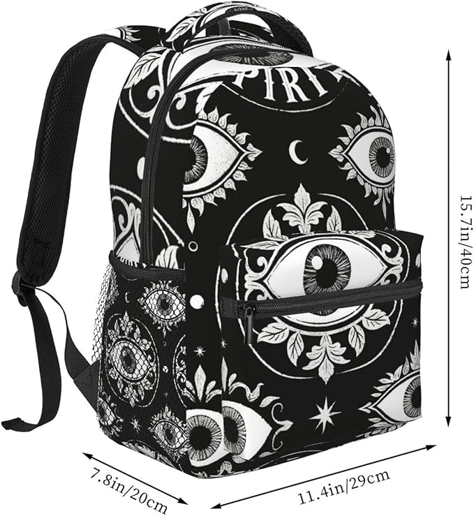 Casual Daypack Multipurpose Anti-Theft Large Capacity Carry On Bag, Magical Sun Moon Gothic Spirit Board Pattern Black Casual Daypack Climbing Shoulder Bag With Padded Straps