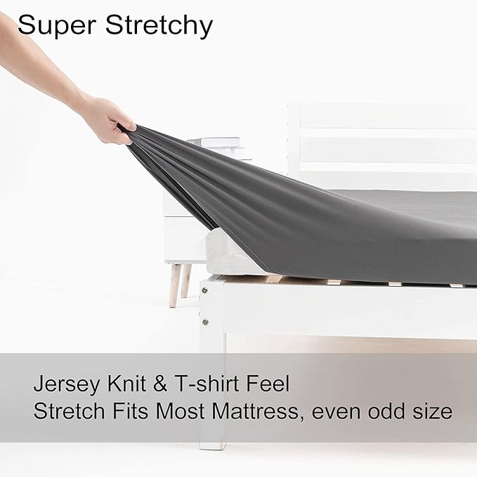 Cot Size Fitted Sheet Only - Stay Put Tightly, Soft Jersey Knit Sheet for RV Camper Bunks, Stretch to Fit 28x72(75), 30(31) x75 - Dark Gray, Bunk/Cot Twin