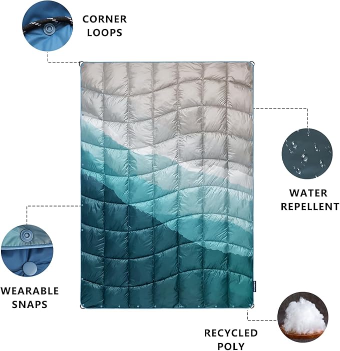 Camping Blanket, Packable Puffy Blankets Lightweight Windproof Waterproof for Outdoors,Hiking, Backpacking,Beach,Car,Picnic,Stadium