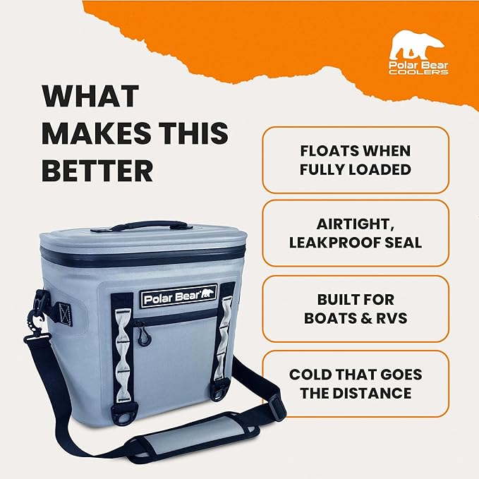 Polar Bear Coolers - Soft Topper Cooler Bag - Insulated Leak Proof Thermal Bag for Travel, Beach, or Camping - Heavy Duty & Portable - Made Waterproof - Keeps Ice up to 48 hrs