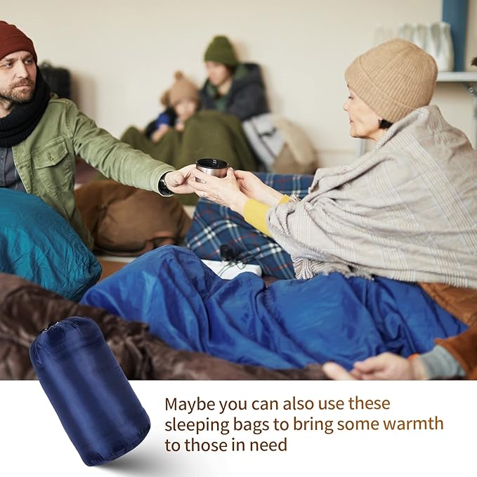 Macarrie 10 Pcs 0 Degree Camping Sleeping Bags Bulk for Adults Cold Weather 4 Season Warm Sleeping Bag with Compression Sack for Homeless Donation Shelter Emergency Hiking