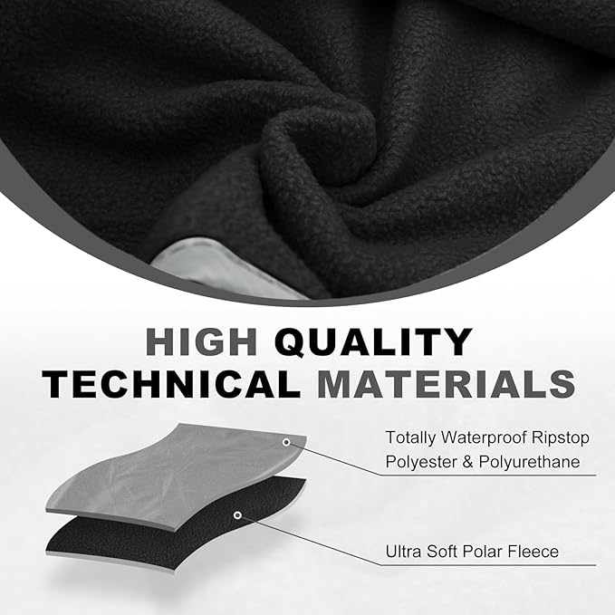 Fleece Waterproof Outdoor Blanket - Windproof Stadium Blanket for Camping, Picnics, and Sports Stay Dry and Comfortable 80"x 58"(Hoodeed, Gray)