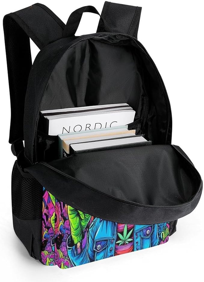 Rucksacks Polyester Anti-Theft Multipurpose Trippy Alien Ufo Art Carry On Bag Large Capacity Gym Outdoor Hiking Backpack With Smooth Zippers