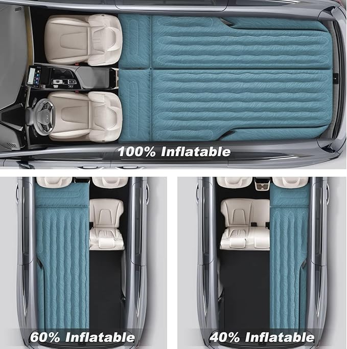 Umbrauto Car Air Mattress for Full Size SUV, Upgraded Flocked Surface/Durable 210T Bottom Van Camping Bed, Quick Inflation w/Electric Pump Sleeping Airbed for SUV Back Trunk