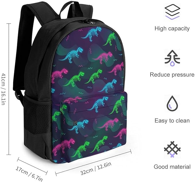 Sports Gym Outdoor Backpack Dinosaur College Bookbag with Large Capacity Rucksack for Men Women