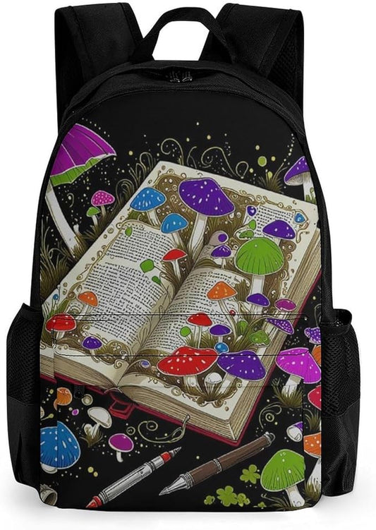 Lightweight Rucksack for Sports Travel Running, Big Capacity Multipurpose Anti-Theft Bookbag, Magic Mushroom Pattern Travel and Sport Backpack Rucksack