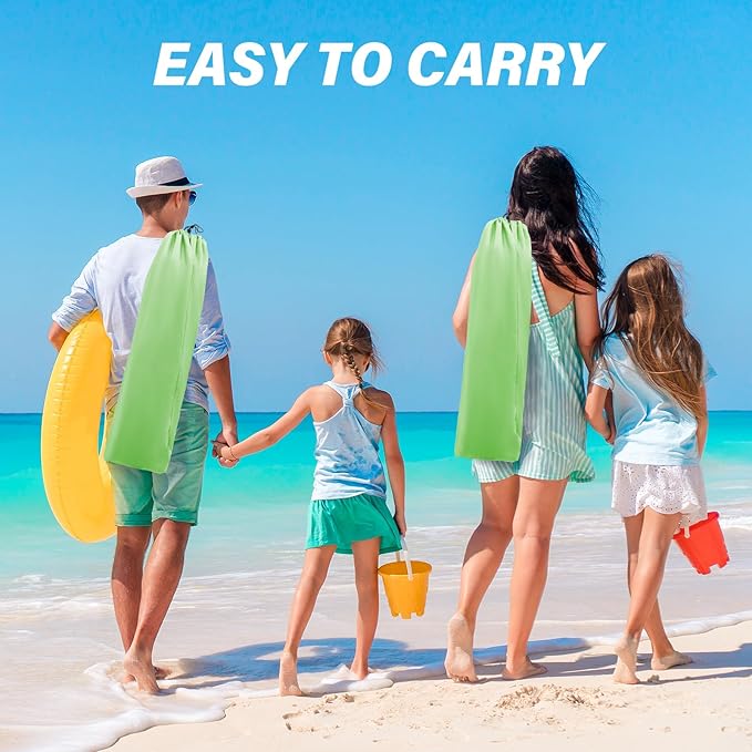 Homcosan Portable Low Folding Beach Chairs Set of 2 - Lightweight Camping Chairs for Adults with Cup Holder & Storage Pockets, Carry Bag Included (Green & Yellow)