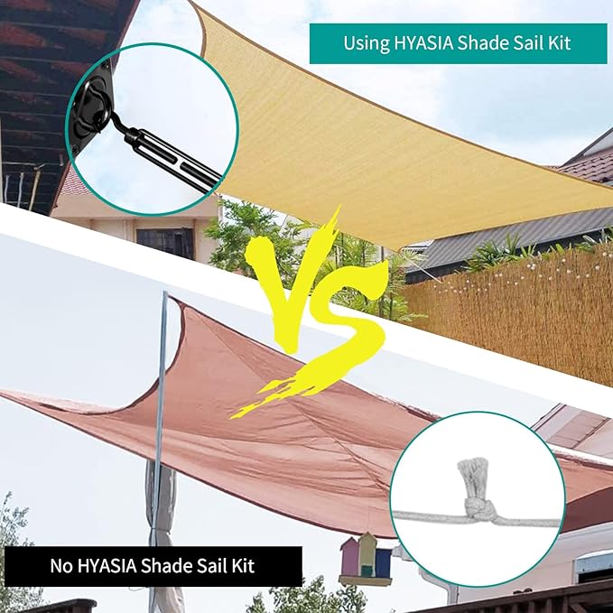 Sun Shade Sail Hardware Kit 6 Inch Heavy Duty 304 Stainless Set for Triangle Rectangle Sun Shade Sail Installation, Awning Attachment Set for Patio, Garden Outdoors Sun Protection Rainshield (46 Pcs)