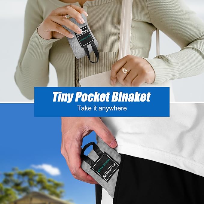 Odoland Beach Blanket Picnic Blanket, 43.3" x 27.5" SandProof Waterproof Outdoor Pocket Blanket with Portable Bag, Foldable Lightweight Sand Free Beach Mat for 1 People Hiking, Camping, Travel, Grey