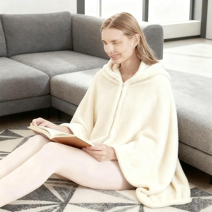 SNZ Cozy Wearable Blanket for Women & Men - 60"x33" Fleece Poncho, Warm Office Chair Lap Blanket, Travel, Camping & Home Wrap - Comfy Poncho Throw - Gift for Mom, Elderly