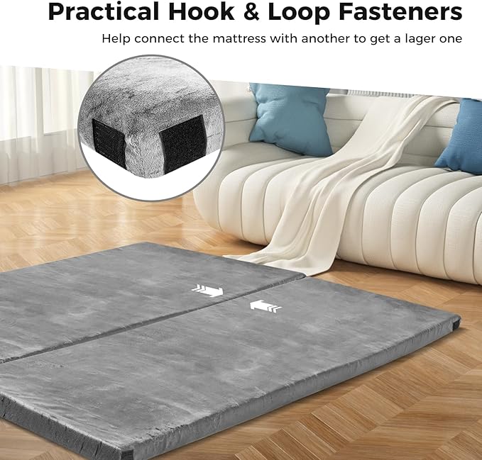 Tangkula Memory Foam Sleeping Pad, Roll Up Floor Mattress with Carry Bag, Non-Slip Bottom, Guest Floor Folding Bed for Sleepover, Portable Camping Mattress for Indoor Outdoor Car Travel Cot Tent