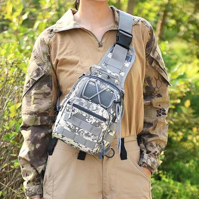 Viriber Tactical Backpack, Waterproof Military Cross-body Molle Sling Shoulder Backpack Chest Bag for Outdoor Every Day Carry Camouflage C