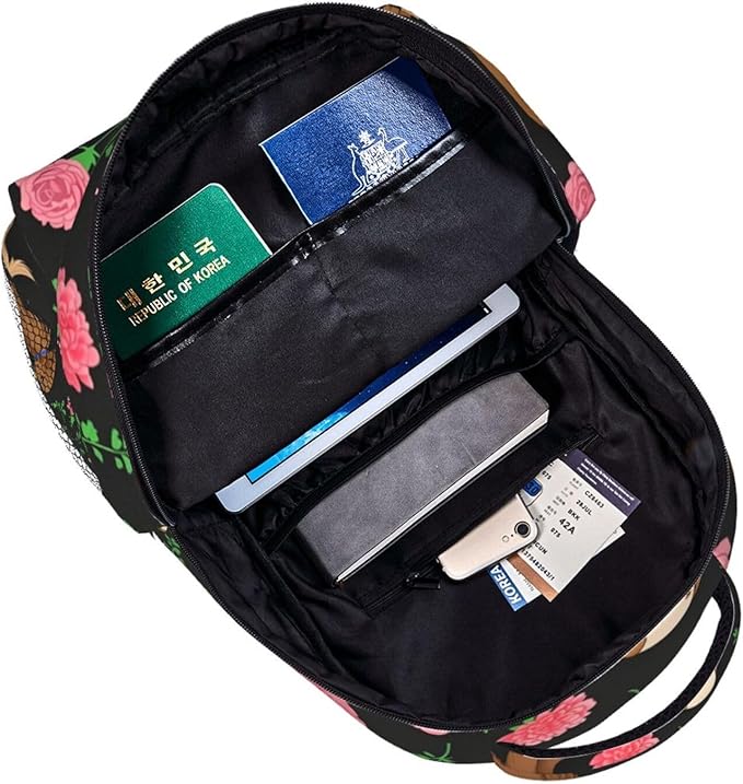 Rucksack Anti-Theft Multipurpose Big Capacity Carry On Bag, Cocker Spaniel Dog Flower Traveling Camping Backpack With Side Pockets