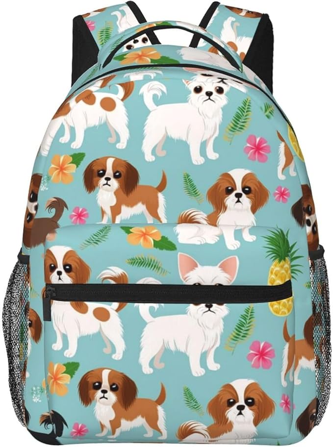 Polyester Daypack for Camping Travel Walking Cycling, Big Capacity Anti-Theft Multipurpose Bookbag, Chihuahua Dog Pineapple Camping Outdoor Backpack