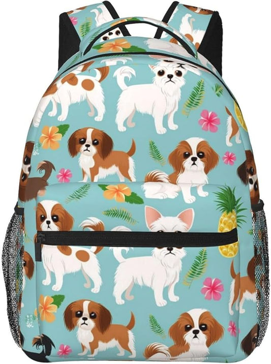 Polyester Daypack for Camping Travel Walking Cycling, Big Capacity Anti-Theft Multipurpose Bookbag, Chihuahua Dog Pineapple Camping Outdoor Backpack