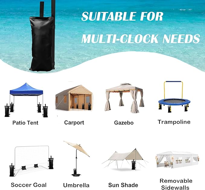 16 Pack SANWAY 448 LBS Sand Bags for Canopy (Unfilled)-Portable and Durable to Secure Tents, Canopies, and Umbrellas (Black)