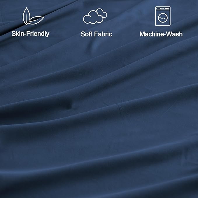 SPRINGSPIRIT RV Queen Sheets, Super Soft RV Short Queen Sheets for RV Camper, 4 Piece Bed Sheet Set Deep Pockets, Extra Soft and Breathable Bedding Sheet, Navy