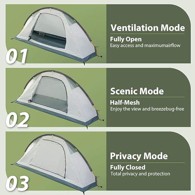 GEERTOP Lightweight 1 Person Camping Tent for Solo Outdoor Hiking Backpacking Adventures- Easy Setup