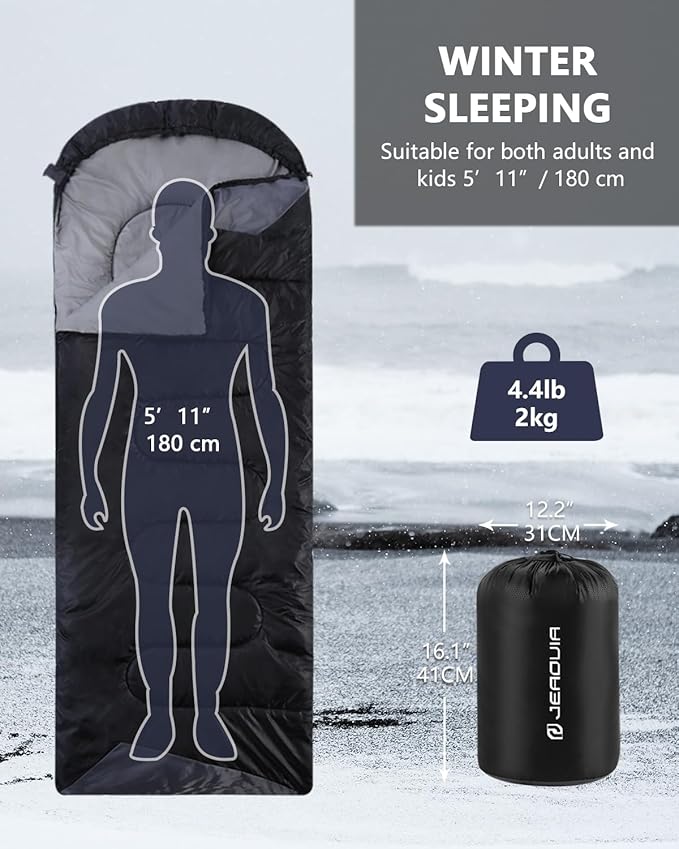 Sleeping Bags for Adults Cold Weather - 20 Degree Big&Tall Size Backpacking Lightweight Waterproof for Girls Boys Mens Teen Women for Camping Hiking Outdoor Travel Hunting with Compression Bags