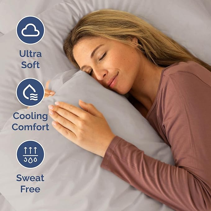 Short Queen Size 4 Piece Sheet Set - RV Short Queen, Soft, Breathable & Cooling Bed Sheets Set w/ Deep Pockets - Hotel Luxury Bedding for Women, Men, Kids, Teens, Boys & Girls - Oeko-Tex - Light Grey