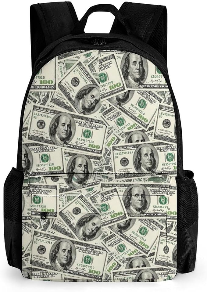 Lightweight Rucksacks for Climbing Outdoors Walking Cycling, Large Capacity Anti-Theft Multipurpose Carry On Bag, Cool Usa Dollar Bill Camping Outdoor Backpack