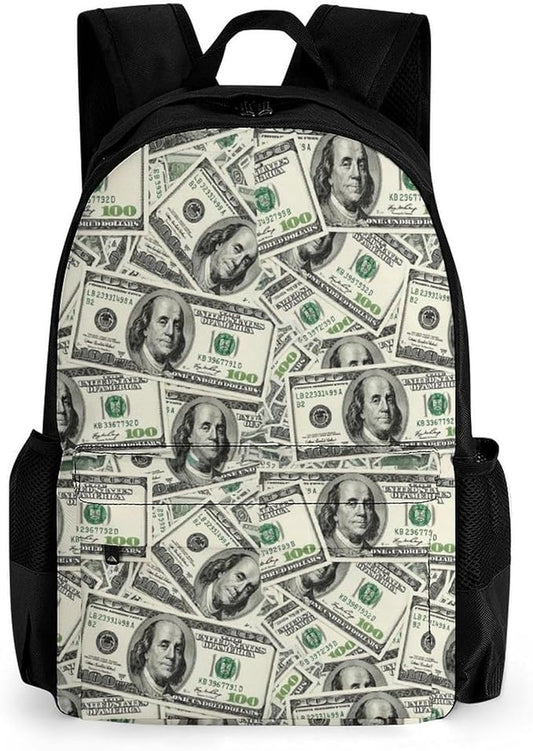 Lightweight Rucksacks for Climbing Outdoors Walking Cycling, Large Capacity Anti-Theft Multipurpose Carry On Bag, Cool Usa Dollar Bill Camping Outdoor Backpack