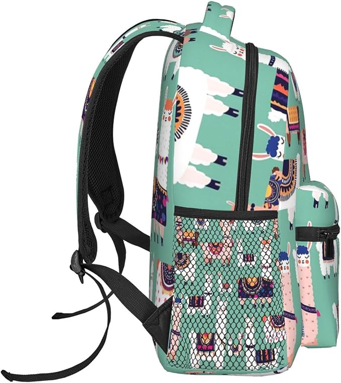 Rucksacks Lightweight Multipurpose Anti-Theft Alpaca Llama Animal Shoulder Bag Big Capacity Traveling Camping Backpack With Side Pockets